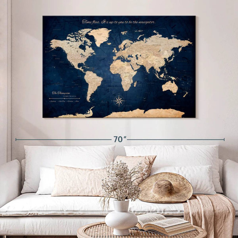 Carte du monde personnalisée, H 24 po x l 36 po, Oui