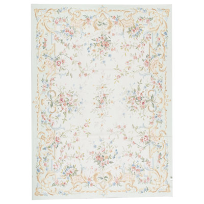 Hand-Knotted High-Quality Beige and Green Area Rug
