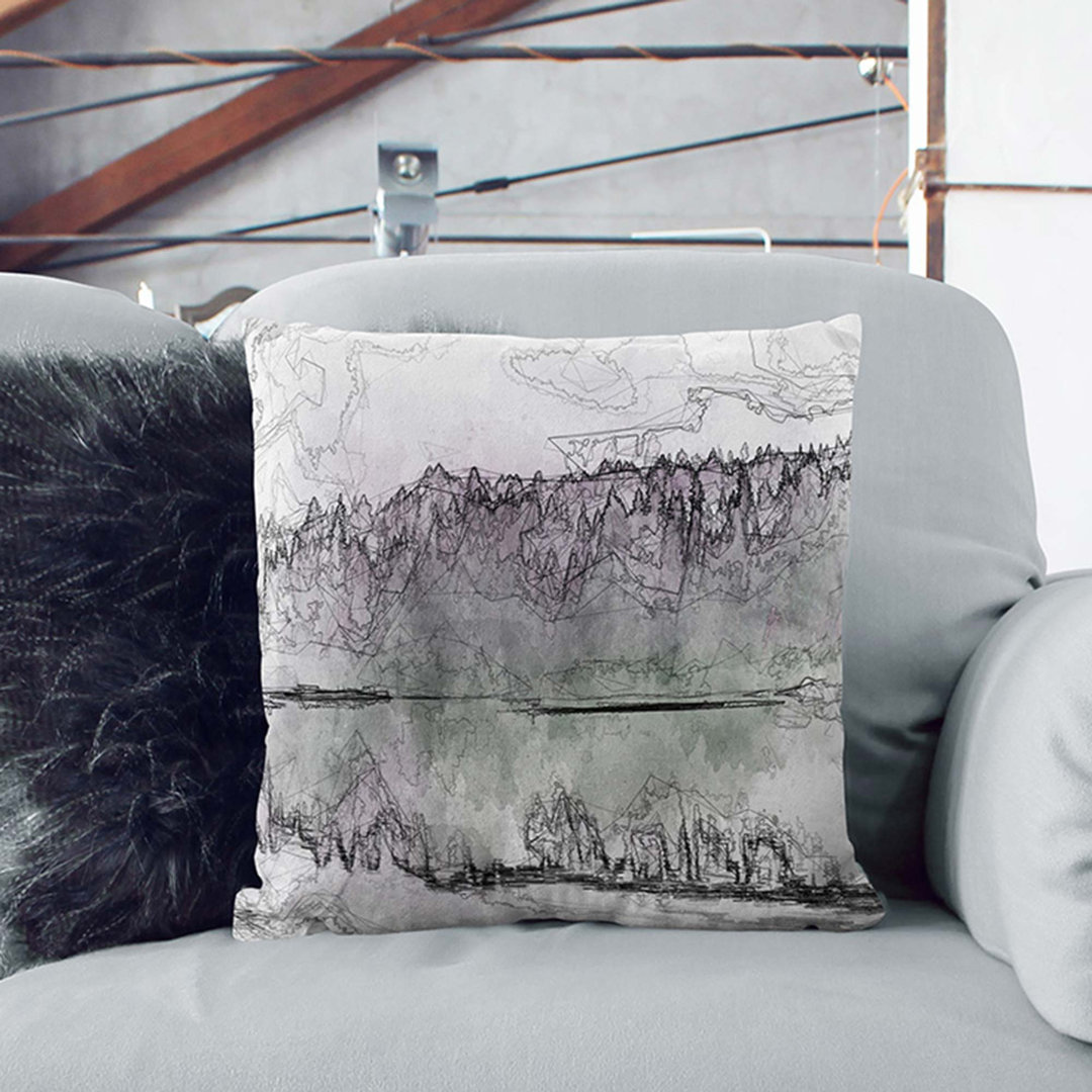 Fog over Forest in Italy Cushion with Filling