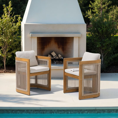Januita Outdoor Acacia Wood Dining Chair With Cushions
