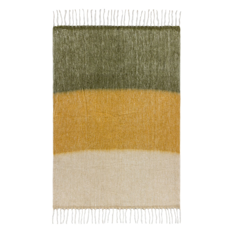 Rawton Ombre Hand Woven Throw Blanket, Natural/Moss