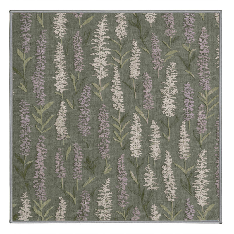 Machine Washable Botanical Brown Area Rug, Square 3'
