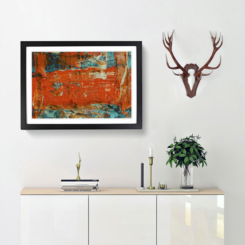 Abstract Art Painting Vol.148 by S.Johnson - Framed Print, 36cm H x 48cm W x 2cm D, Black Framed