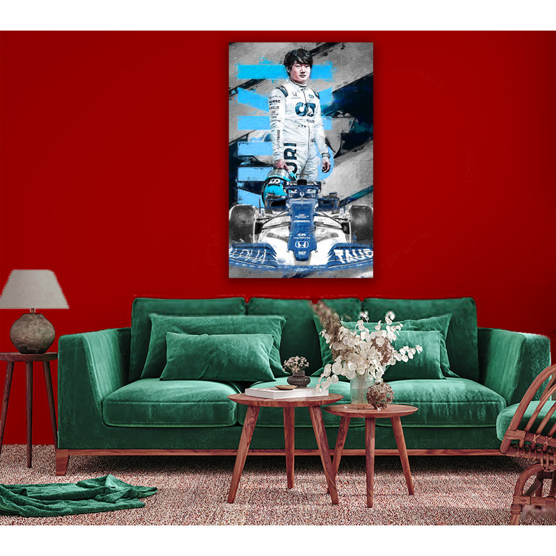 Yuki Tsunoda 2 Formula One Racing Drivers Collection - Art Prints, 25.3cm H x 20.2cm W x 0.07cm D, Metal