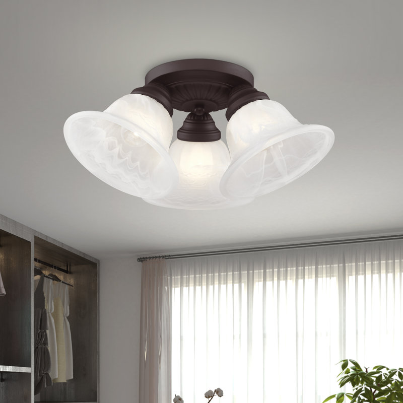 Glass Flush Mount, Bronze