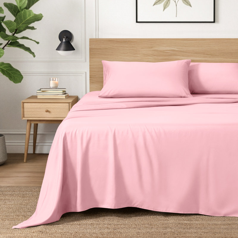 Ensemble de draps en micro-fibre, Ensemble de draps pour taille de lit simple avec u, Rose clair
