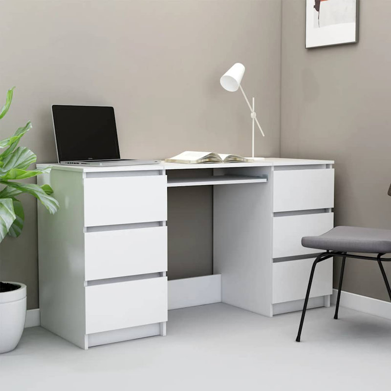Writing Desk Computer Desk Laptop Table Workstation Engineered Wood, White