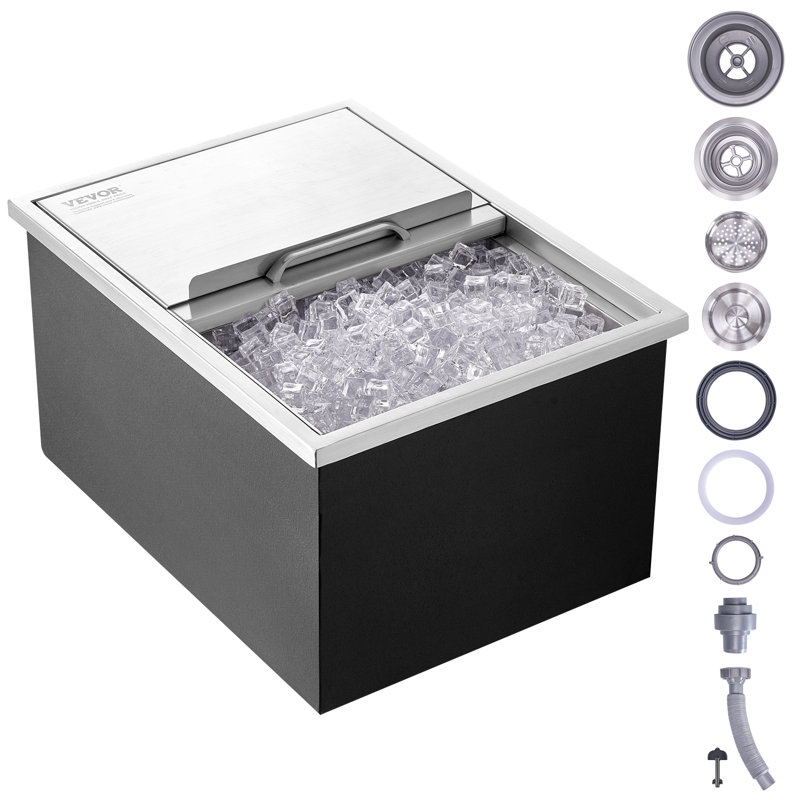Stainless Steel Drop-In Ice Chest with Sliding Cover