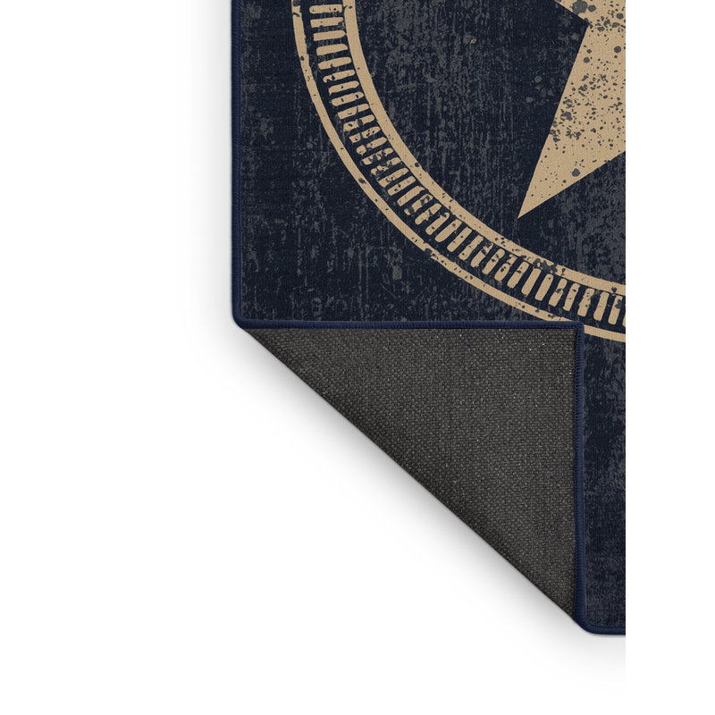 Soft Plush Esquibel July 4Th Modern & Contemporary Abstract Area Rug in Gray – Navy Binding, 5x8