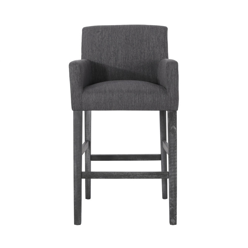 Gray Diamond-Tufted Swivel Bar Stool with Metal Base