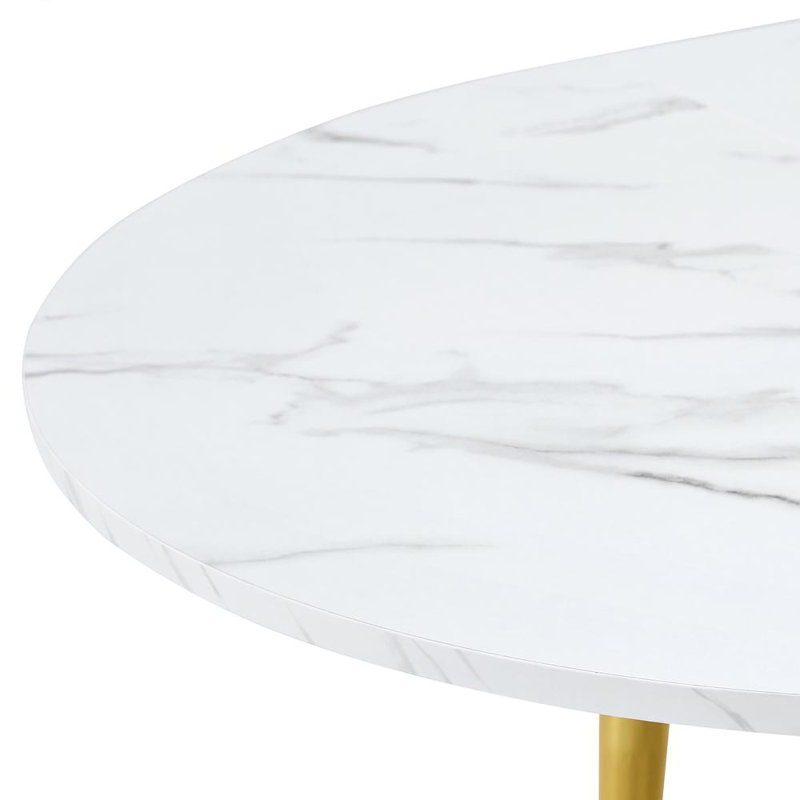 Round Dining Table (White, Gold)