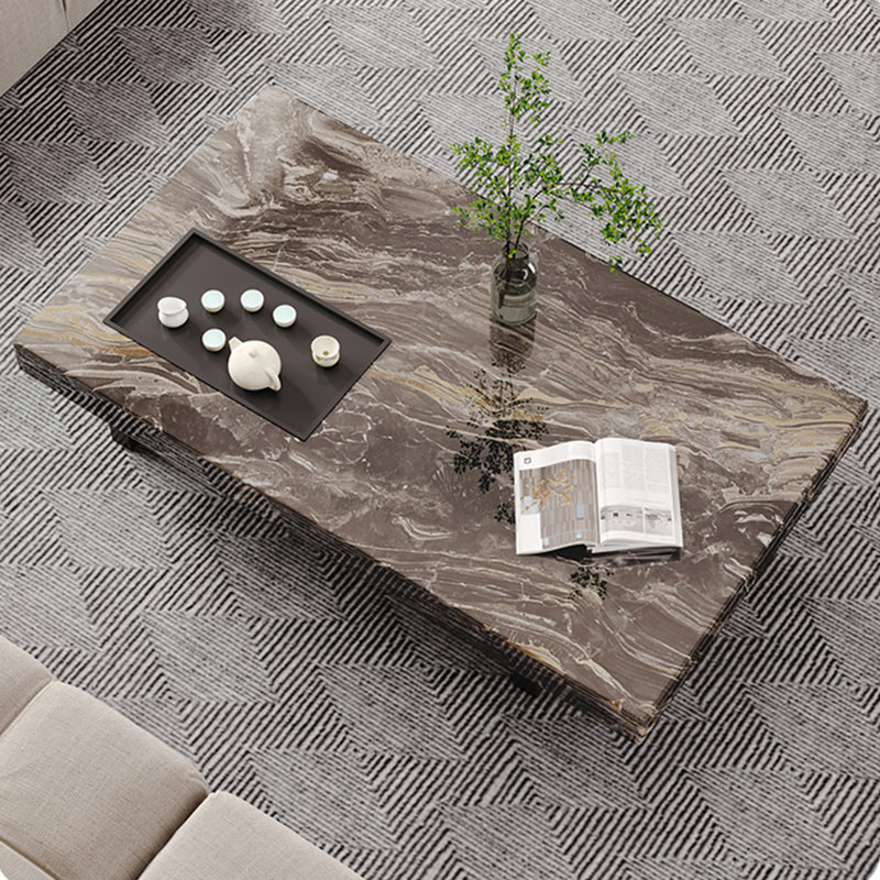 Rectangular marble floating coffee table, Brown Marble, 11.8" H x 47.2" L x 27.6" W