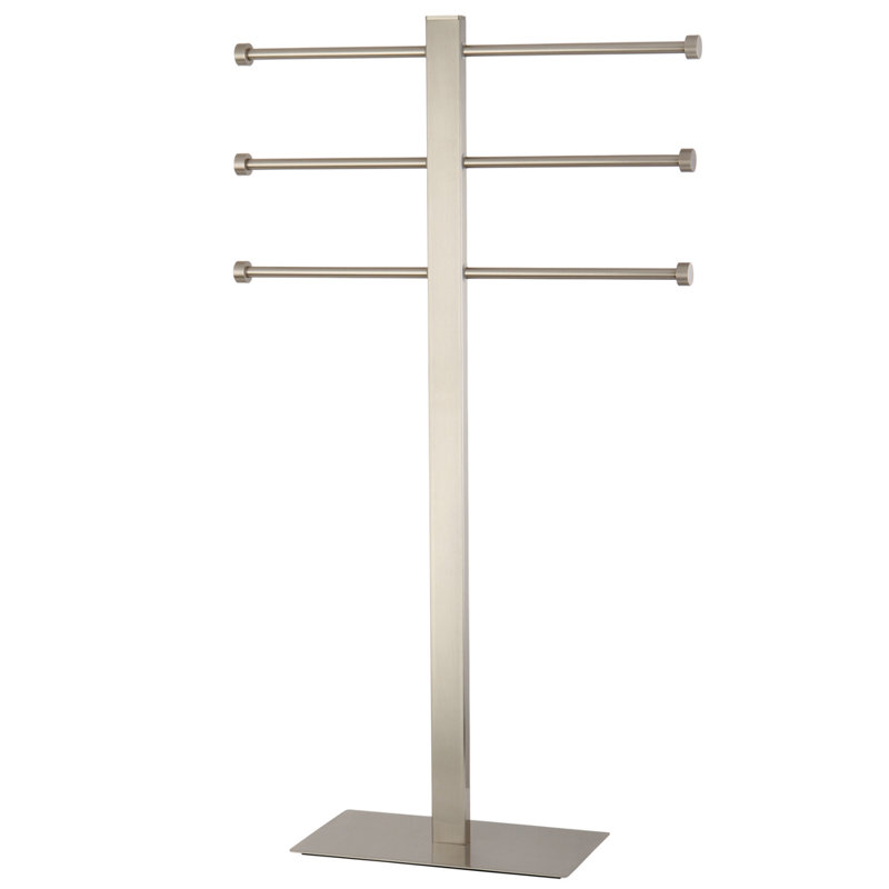 Kingston Brass Edenscape Freestanding Triple Towel Rack, Brushed Nickel