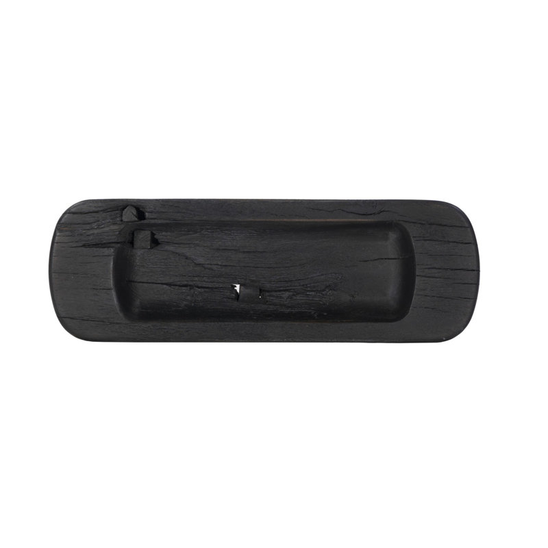 Silla Solid Wood Decorative Bowl, Distressed Black Sal