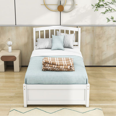 Mashud Twin Size Wood Platform Bed Frame with Trundle