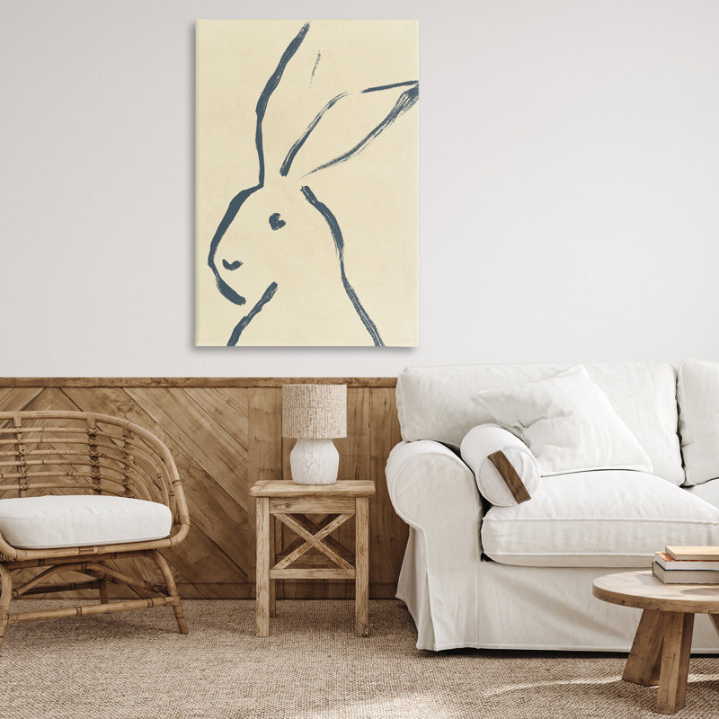 «Minimal Brushed Rabbit Canvas Wall Art» par June Erica Vess, H 45 po x l 30 po