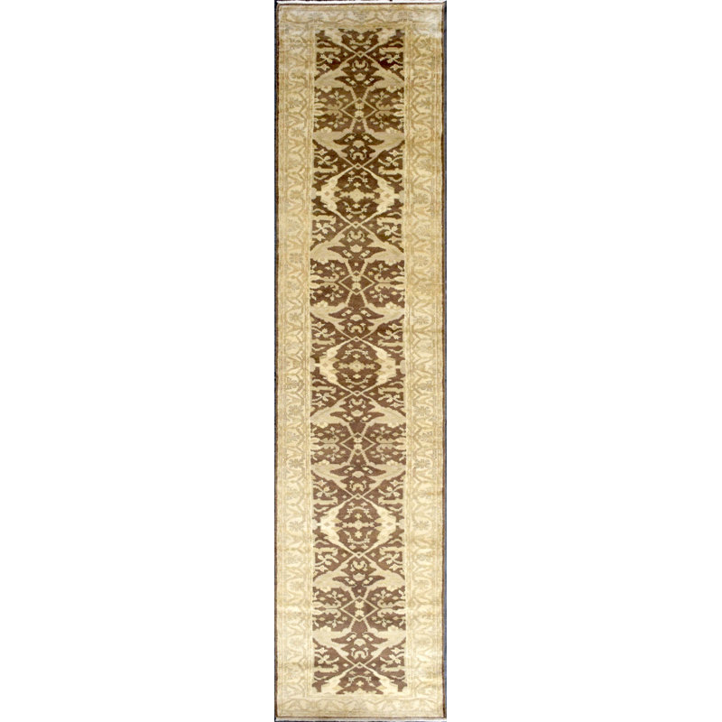 Tapis de couloir beige / brun en laine, Tapis de couloir 2 pi 8 po x 13 pi 8 po