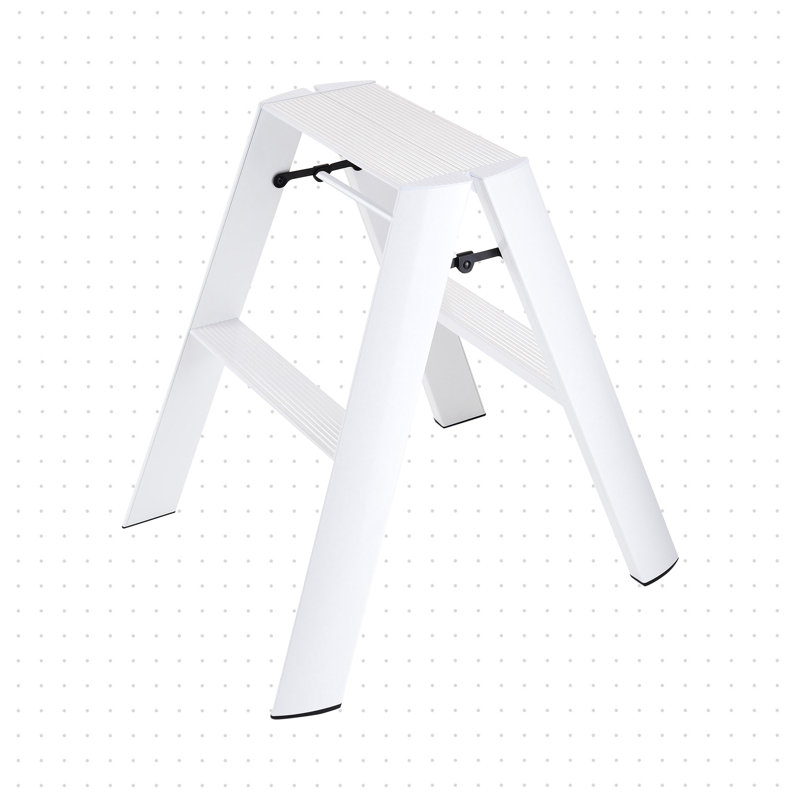 lucano 2 - Step Aluminum Lightweight Folding Ladder Step Stool, White
