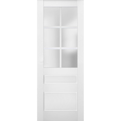 Veregio Frosted Glass Paneled Wood Solid Manufactured Wood Standard Door Slab