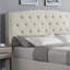 Ensemble de mobilier de chambre à coucher, lit à oreilles capitonné 3 pièces avec 2 tables de chevet ivoire, très grand / grand | Bois d'ingénierie | Lits à oreilles-675374547