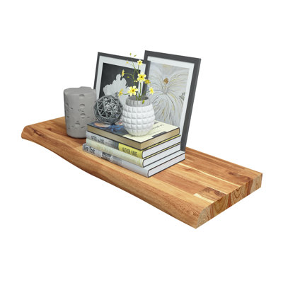 28 po X 10 po X 1,5 po Tablette flottante Acacia Live Edge, doré