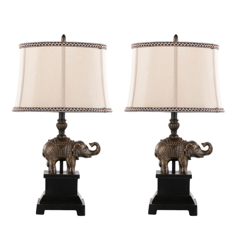 Elephant 27" Polyresin Table Lamp - Set of 2