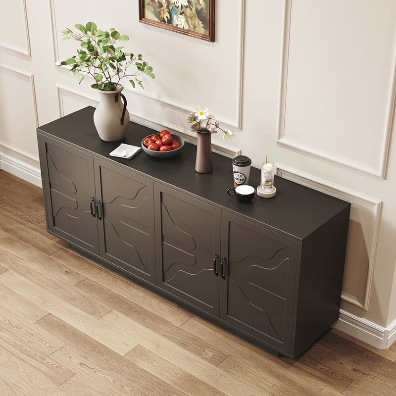 Buffet Farmhouse avec capacité XL, support à verres à pied intégré et tiroir intelligent pour le rangement organisé