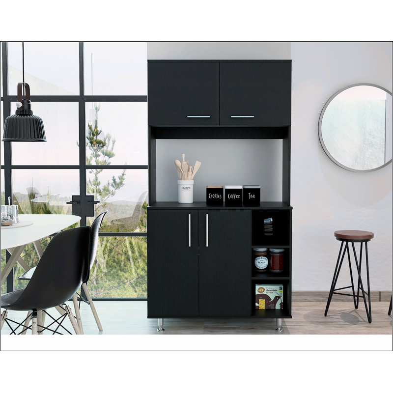 Bayshore 3-Shelf Pantry Cabinet Black Wengue, Black