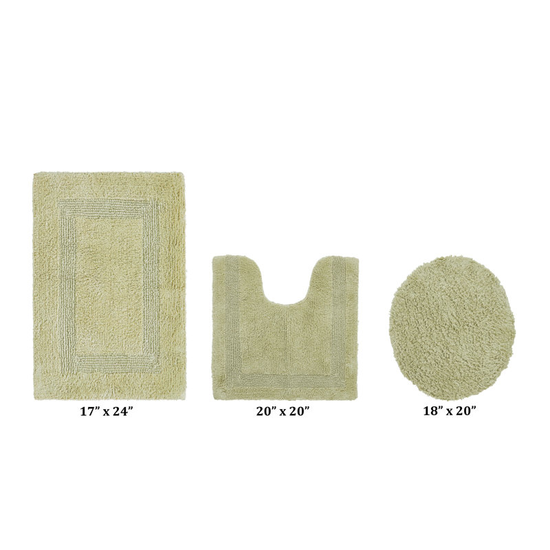 Annerose Premium 100% Cotton 3 Piece Bath Rug Sets, Machine Washable, Super Absorbent & Tufted Weave Reversible Bath Mat for Bathroom, Shower, and Tub, Oeko-Tex Certified Bathroom Rugs