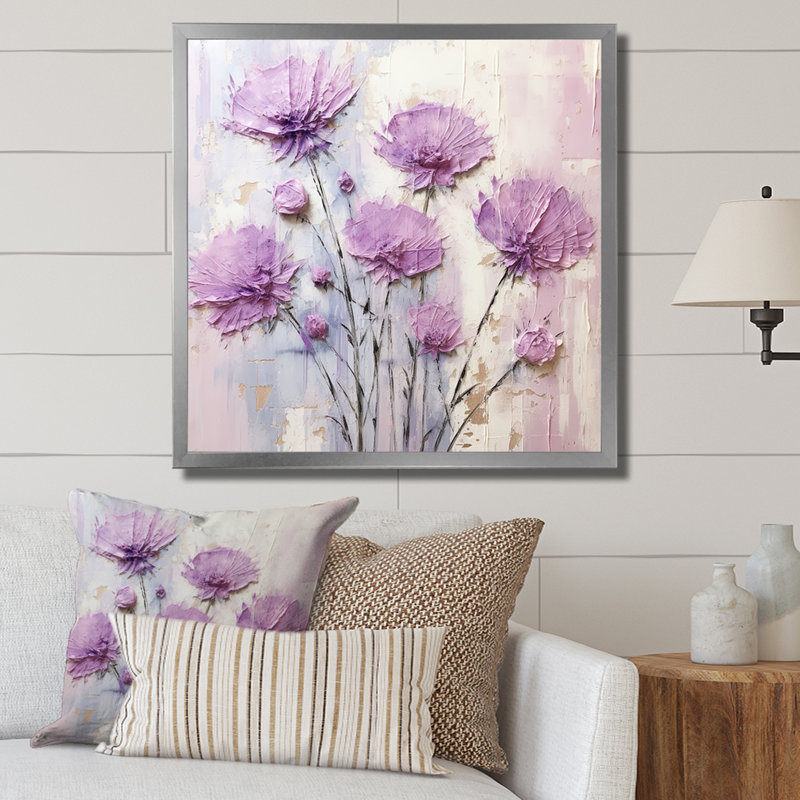 Beige marguerite beauté - marguerites, art mural, H 36 po x l 36 po, Argent