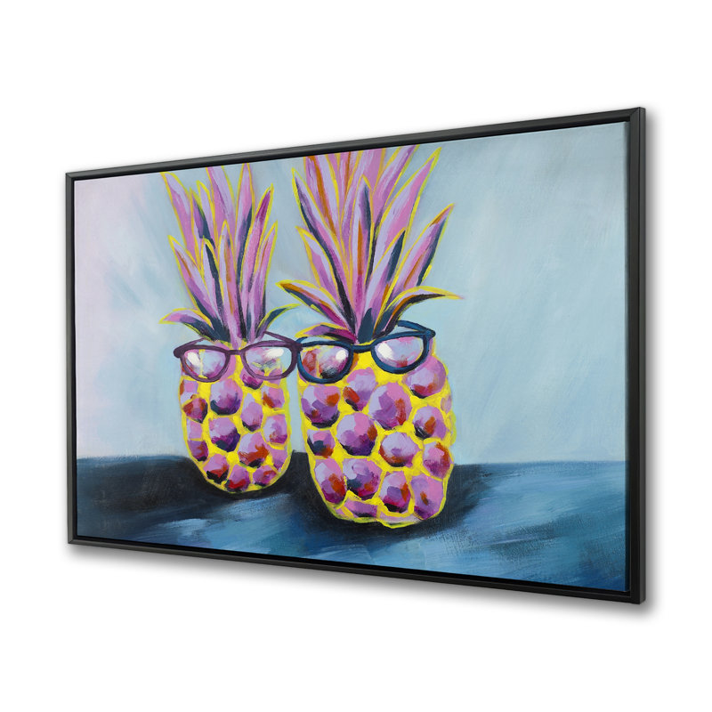 Funny Pineapples with Sunglasses - Food Kitchen Canvas Art