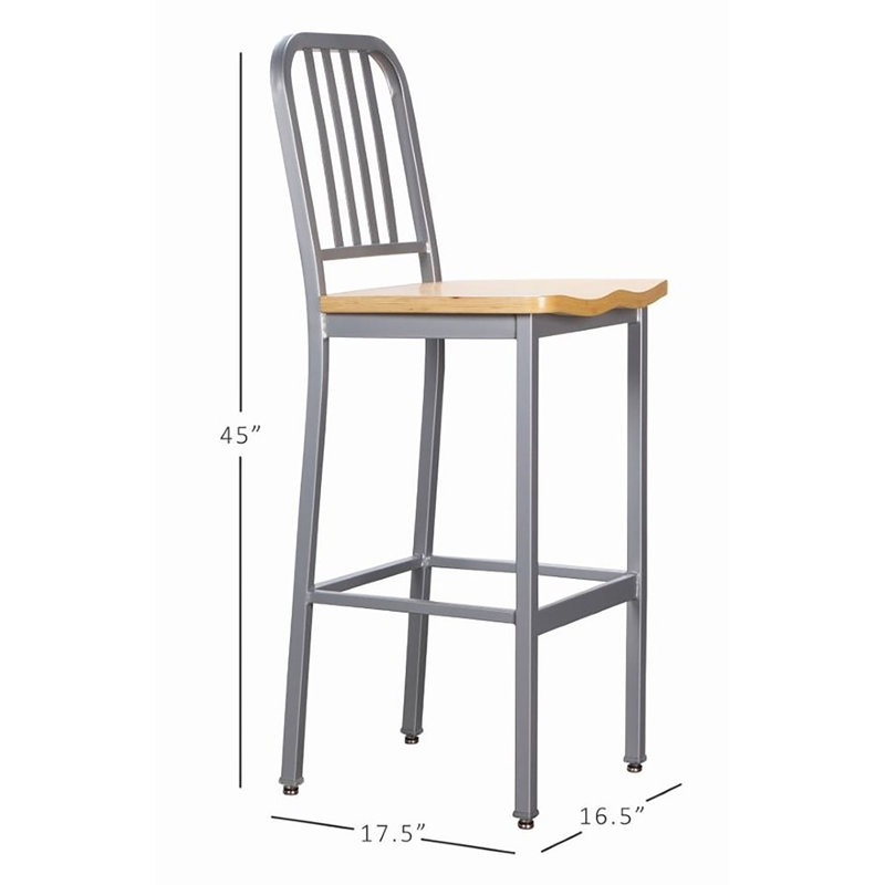 Ockton Counter Stool with Metal Frame, Silver