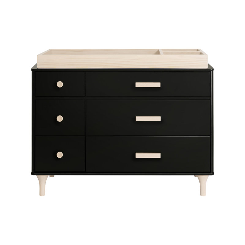 Lolly 6-Drawer Assembled Double Dresser, Black/Washed Natural