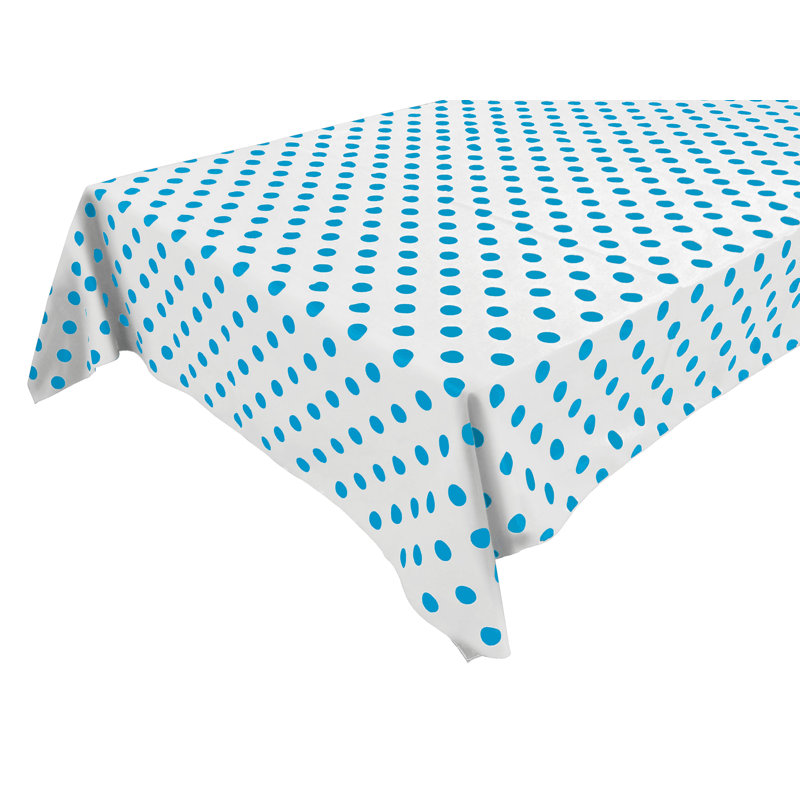 Polka Dots Print Tablecloths, 144" L x 58" W, Turquoise/White