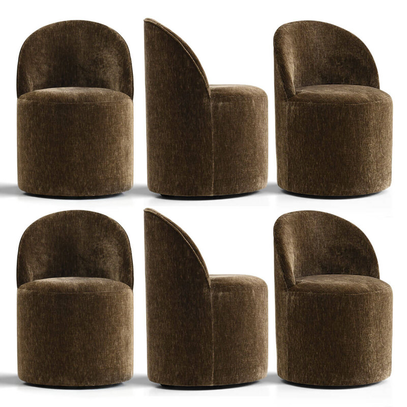 Chaise roulante rembourrée en chenille avec roulettes cachées, Brun, 6