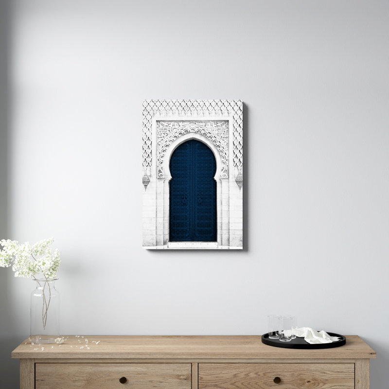 " Navy Door ", 30" H x 20" W, No, Maple Framed Print