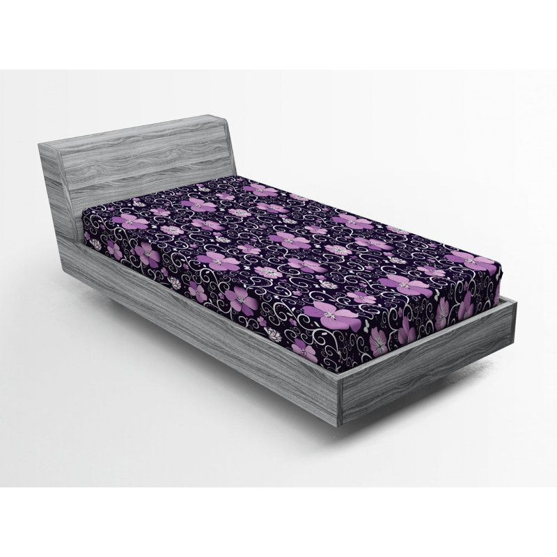 Microfiber Floral Fitted Sheet, Twin Fitted Sheet