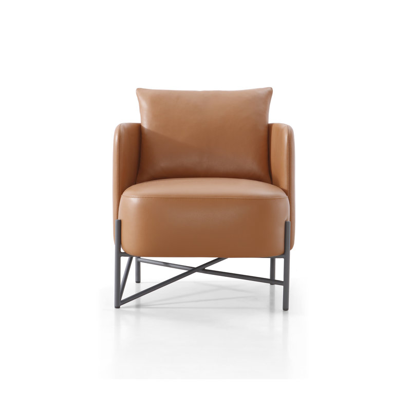 Fauteuil Laurent, Cuir véritable brun clair
