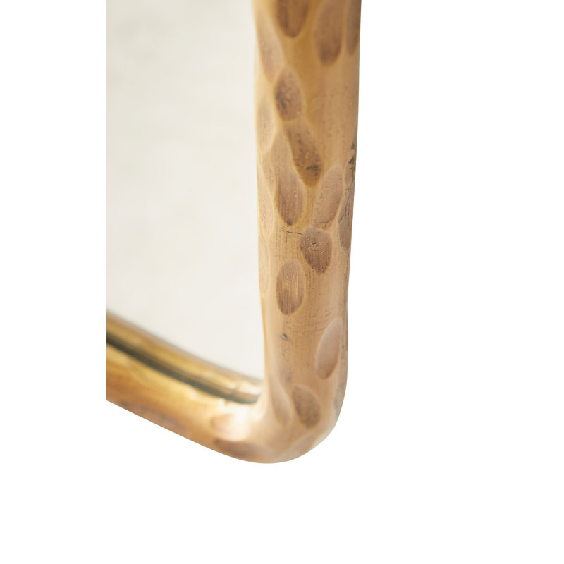 Hammered Solid Wood Flat Wall Mirror, Gold