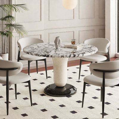 Modern Round Faux Marble Dining Table