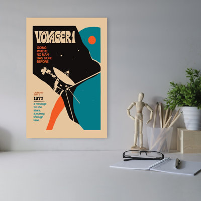 Voyager 1 Cosmic Journey Abstract Retro Vintage Architecture Landscape Wall Art Print 1 Piece Wrapped Canvas Wall Art