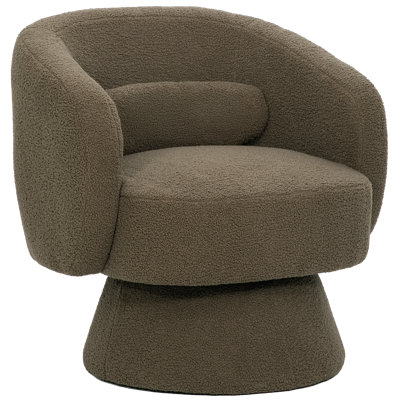 360° Swivel Accent Chair,Modern Comfy Round Barrel Chair An Extra Pillow,Metal Swivel Base For Living Room,Bedroom Or Office