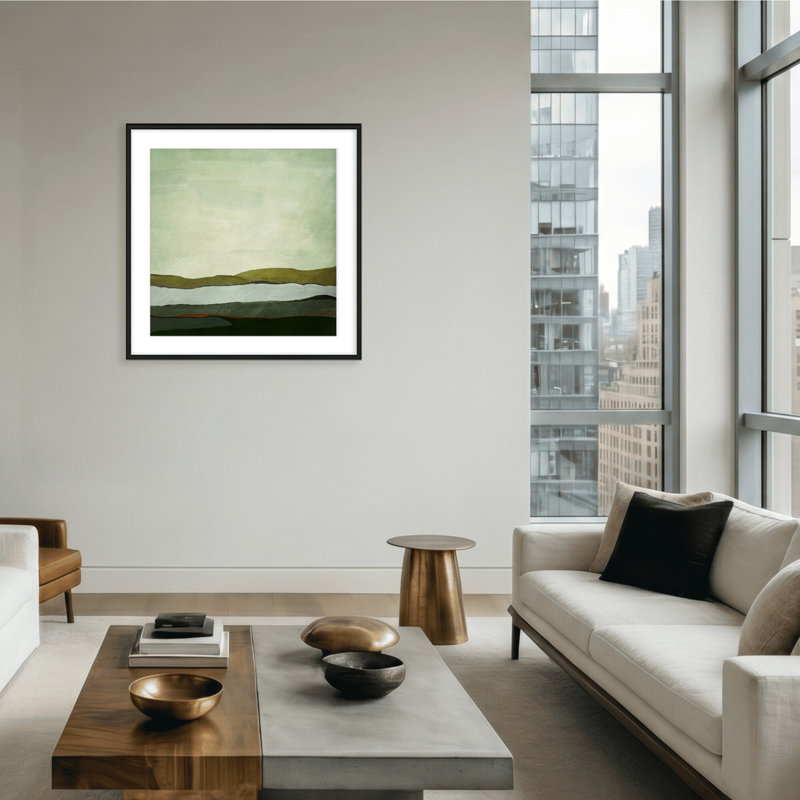Mirage coucher de soleil inspiré de la nature par Chichi Décor, H 16 po x l 16 po x P 1,125 po, Noir