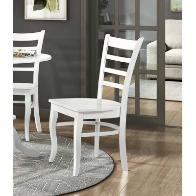 Ensemble de 2 chaises de salle à manger à finition échelle en bois blanc