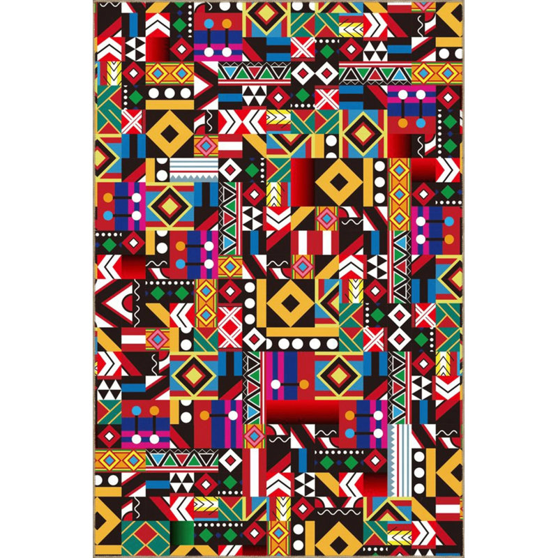 Tapis décoratif moderne à motifs géométriques mixtes, Tapis de couloir 2 pi 6 po x 9 pi 11 po
