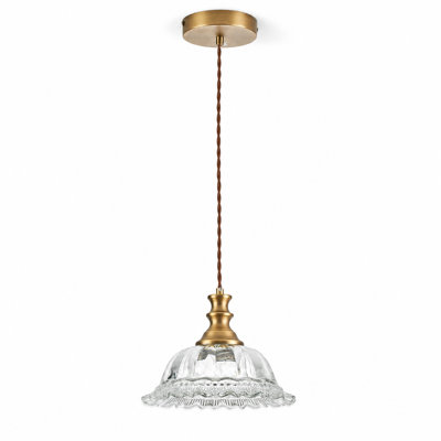 Luminaire suspendu en verre brossé à finition cuivre rétro homologué UL