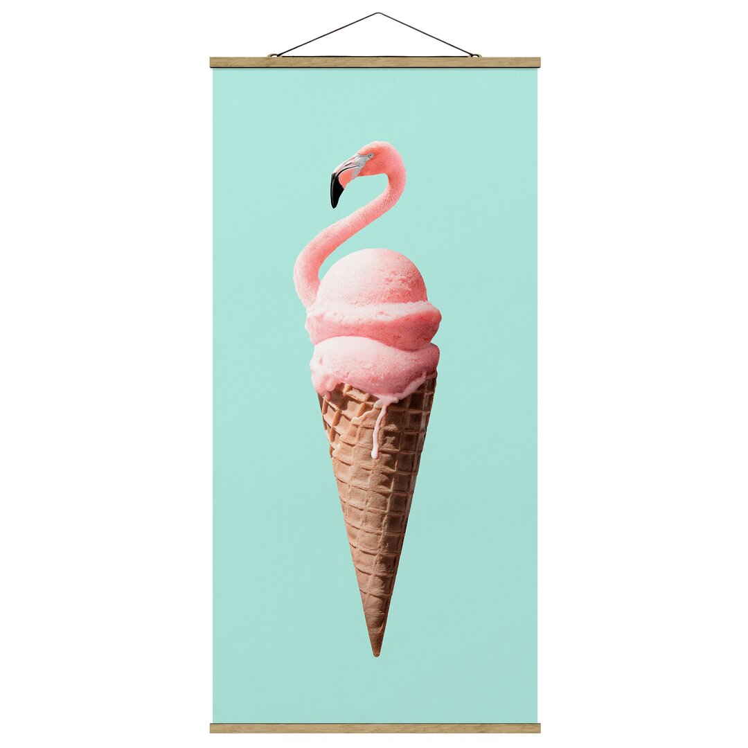 Stoffbild Eiscreme mit Flamingo von Jonas Loose