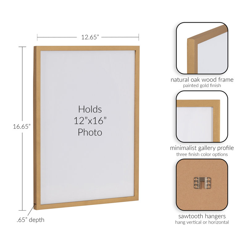 Cadre photo mural moderne Modern, Doré, L 16 po x H 12 po