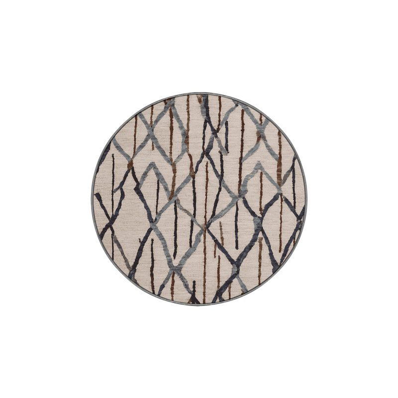 Machine Washable Gray Area Rug, Round 8'