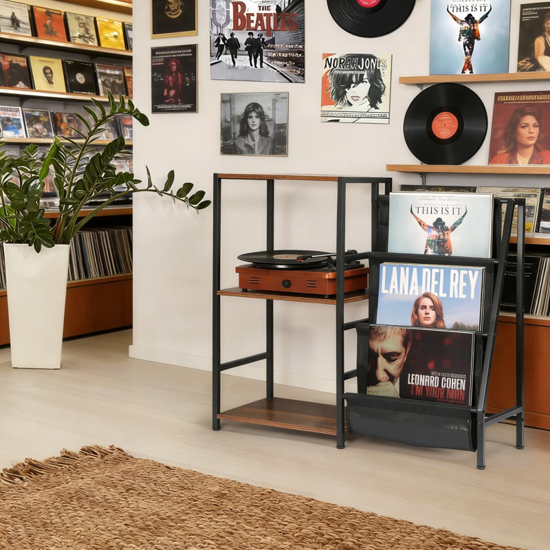 3-Tier Vinyl Record Storage Stand With Now Playing Holder, Turntable Stand For Record Player, Vinyl Display And Organizer For Living Room And Home Decor